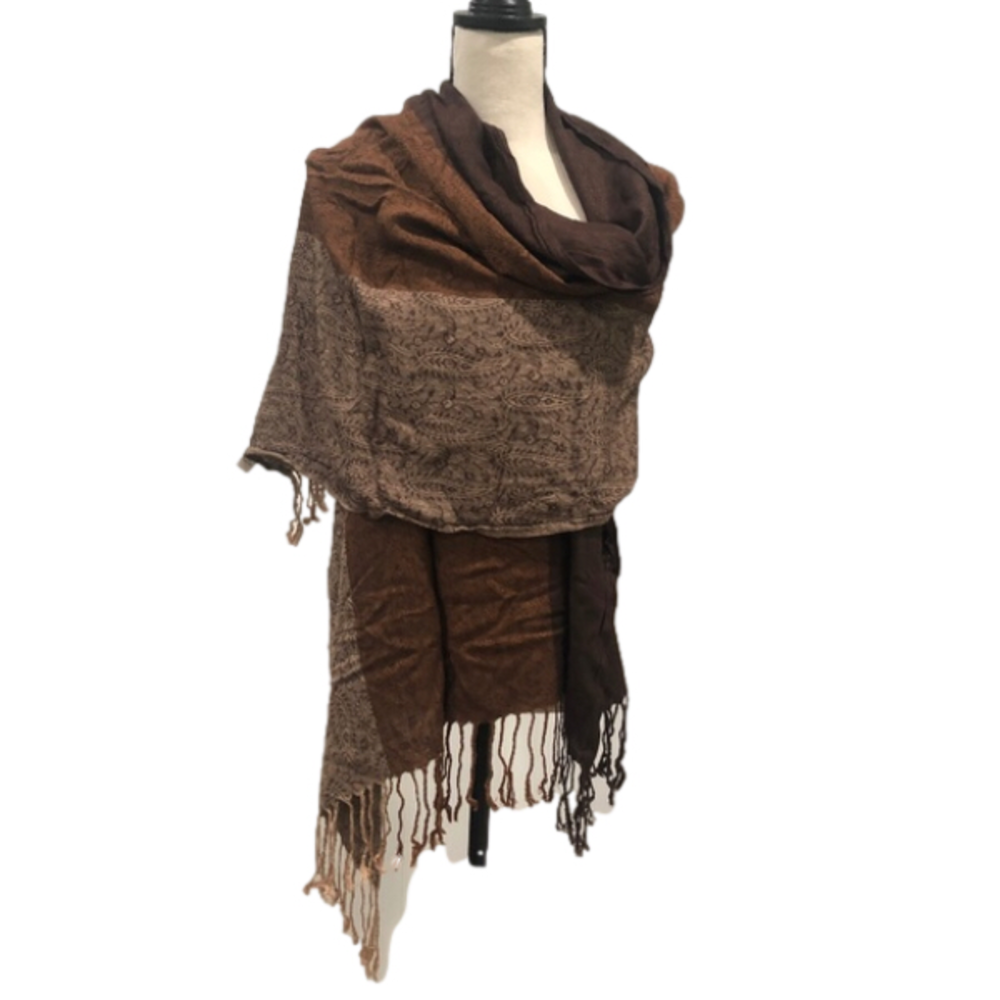Cpwm Color Block Dark Academia Chocolate & Cinnamon Paisley Scarf